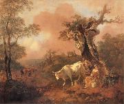 Thomas Gainsborough Landscape with a Woodcutter cowrting a Milkmaid oil on canvas